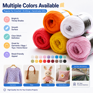 Fil de <span class=keywords><strong>coton</strong></span> mercerisé 4 brins, doux, pour tricot et crochet, idéal pour pulls, écharpes, sacs, 100% <span class=keywords><strong>coton</strong></span>, couleurs vives, vente en gros, tricot à la main - Product Image 2