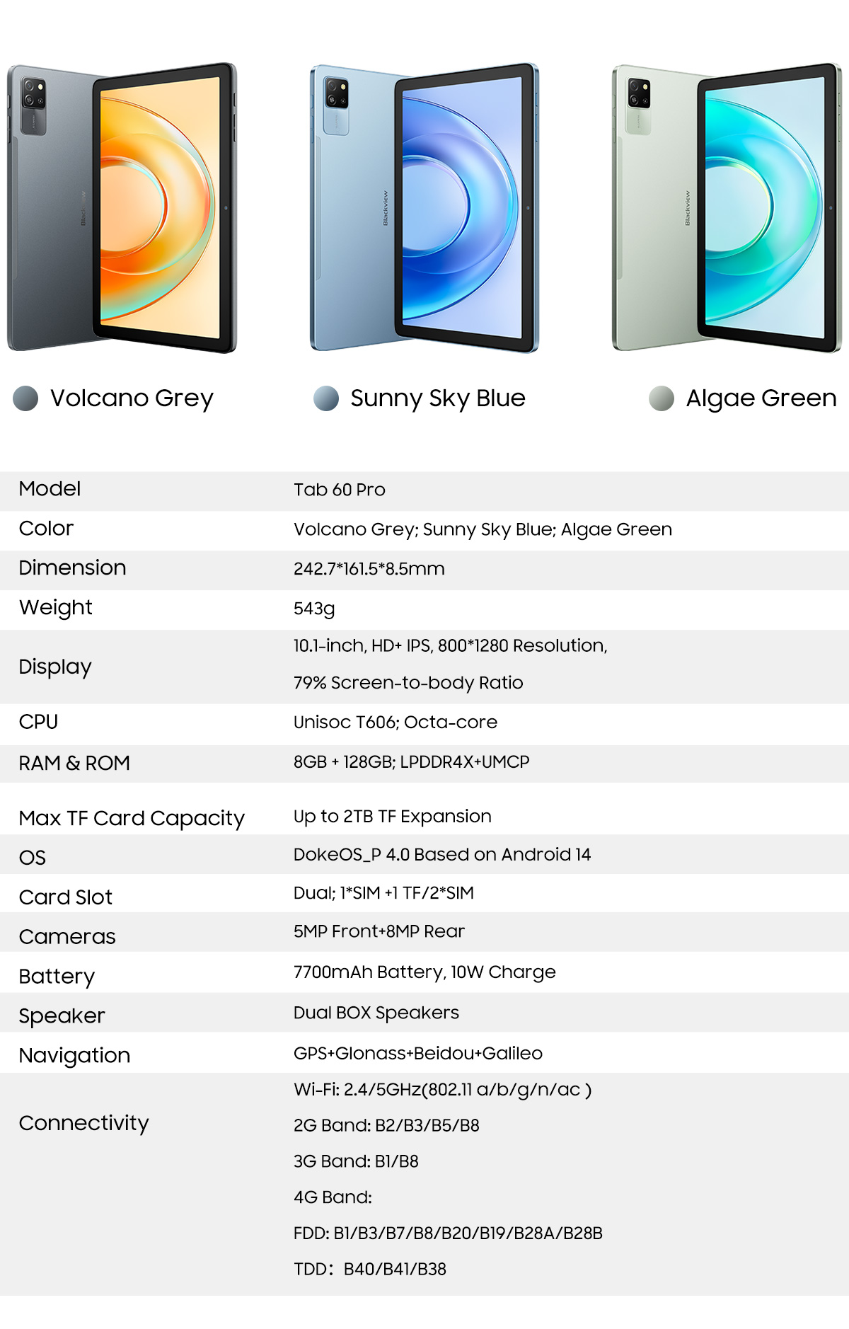 Blackview Tab 60 Pro - Android 14 Tablet with 7700mah Battery