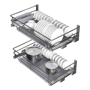 Cesta extraíble para gabinete de cocina Cooper, cajón de doble capa, estante para platos integrado, estante para ollas, organizador de almacenamiento - Product Image 1