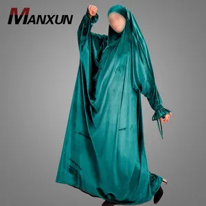 Traditional Muslim Pray Clothes Jilbab Velvet Eternity Overhead 1-Piece Jilbab Loose Fitting Dubai Abaya Islamic Clothing