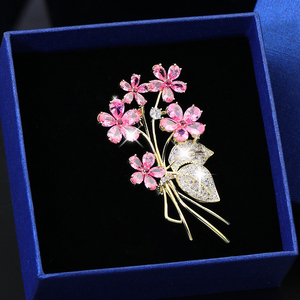 Elegante broche de lujo con flor de piedra de circón/mariposa/patrón de <span class=keywords><strong>abeja</strong></span> vestido accesorio sombrero bolsa traje corbata ramillete Boutonniere - Product Image 2