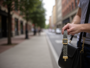 Tracolla per borsa in tessuto con fibbia in metallo dorato regolabile per borse - Product Image 2