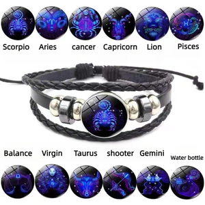 Bracelet en cuir tressé lumineux avec signe <span class=keywords><strong>du</strong></span> zodiaque <span class=keywords><strong>chinois</strong></span>, bijou porte-bonheur, bracelet qui brille dans le noir, astrologie - Product Image 4