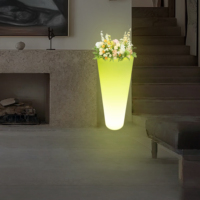 Hot Seller Intérieur LED Bonsaï Pots Coloré PE Pot De Fleur En Plastique avec Lumière Décorative Lampe Accrocheur Plancher Suspendus Jardinières