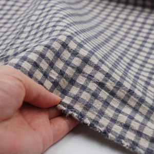 Classico piccolo controllo cotone lino plaid tessuto lavato <span class=keywords><strong>sabbia</strong></span> per abiti camicie pantaloni - Product Image 4