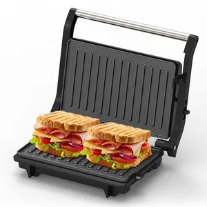 Kendi logo yapışmaz panini hamburger 2 dilim basın mini kalbur elektrikli kızartma ızgara makinesi kahvaltı sandviç makinesi