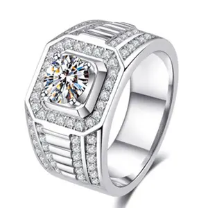 Nieuwe Stijl 14K 18K White Gold Engagement Ring Moissanite Diamond Ring Voor Mannen
