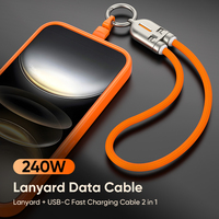 Cordon de charge USB-C de 30 cm |   Chargeur pour téléphone et ordinateur portable 240W 5A Orange Violet Noir Câble de données Type C Lanière pour téléphone