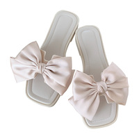 XIXITIAO 2024 Sandales et tongs de plage tendance pour femmes, chaussures plates à nœud mignon pour filles et femmes