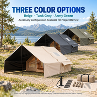 Tente de glamping gonflable 3x2,1m avec auvent extensible de 5,7m, tente pneumatique imperméable en Oxford 420D noir enduit pour complexe hôtelier