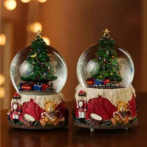 Holiday Christmas Resin Crafts Gifts Souvenir Crystal Snow Globes Resin Decor Electric Christmas Snow Globes