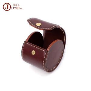 Joyir Genuine Leather <b>Watch</b> Box Round 7x8.5x8.5 Storage <b>Case</b> For Mechanical <b>Watches</b> Vintage Jewelry Packaging - Product Image 4