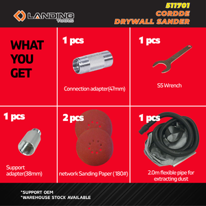 511701 Moteur sans balais robuste OEM Ponceuse à sec pour cloisons sèches électrique avec 360 °   Lumière LED pour <span class=keywords><strong>plafond</strong></span>, mur, plâtre, outil de polissage - Product Image 4
