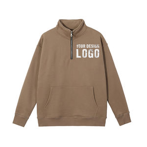 Sudadera con Capucha para Hombre, Estilo Urbano, Cierre de Cremallera, Cuello Alto, Color Sólido, Informal, de Algodón, Holgada, para Exteriores - Product Image 1