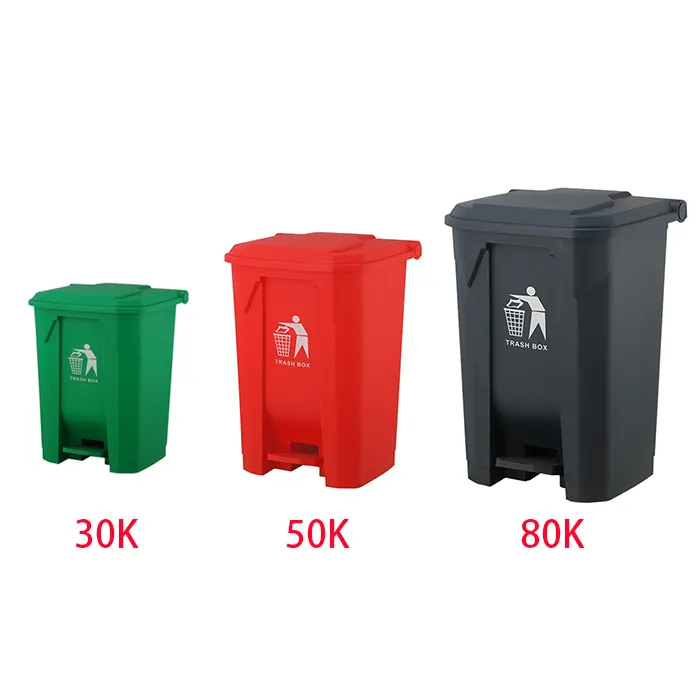 Kantong Sampah Plastik 50L Outdoor PP HDPE Eco Daur Ulang Poubelle Wheelie Penyimpanan Pedal Tempat Sampah Tempat Sampah