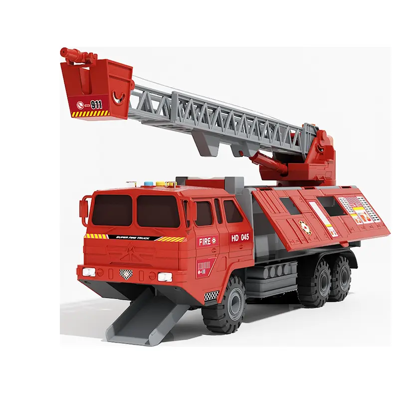 Büyük araba oyuncak çok fonksiyonlu konteyner su püskürtme erkek çocuk bulmaca yangın mühendisliği kamyon seti
