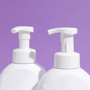 Récipient de savon à bulles blanc PET de 500ml avec pompe pulvérisateur savon liquide pour les mains pour la sérigraphie cosmétique