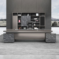 Ensemble de chaise de bureau de direction de luxe avec table d'appoint en bois, armoire de rangement personnalisable, design moderne, aucun assemblage requis
