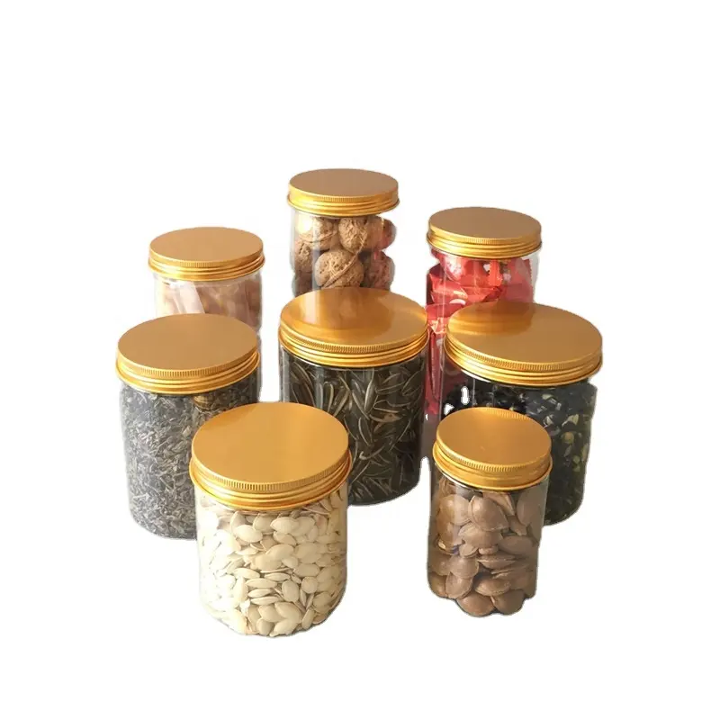 Probe Verfügbar Großhandel rund Transparente Acryl verpackung Lebensmittel Trocken frucht Probe Versiegeltes Glas Gewürz Kunststoff Lebensmittel behälter