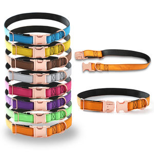 Collares de nailon impermeables para mascotas, accesorios de oro rosa, hebilla de Metal personalizada, conjunto de correa grande, <span class=keywords><strong>Collar</strong></span> de lujo para perros, venta al por mayor - Product Image 1