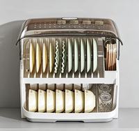 Égouttoir de cuisine multifonctionnel couvert à double niveau pour assiettes, bols et vaisselle – Organisateur de comptoir domestique