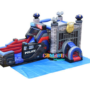 Château gonflable commercial <span class=keywords><strong>de</strong></span> haute qualité avec toboggan, thème voiture <span class=keywords><strong>de</strong></span> police, château gonflable pour les fêtes d'enfants - Product Image 1
