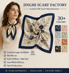 Sciarpe Personalizzate all'Ingrosso, Stampa Jacquard, Sciarpa Quadrata in Raso, Hijab, Collezione Primaverile per Donne - Product Image 1