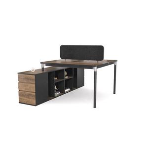 2 Persona lo contrario asiento de almacenamiento compacto abierta estación de trabajo de oficina escritorio con gabinete - Product Image 4