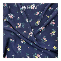 WI-B05 personnalisé léger froissé mousseline de soie tissus bleu foncé imprimé floral tissu pour robes