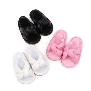 2024 Summer fashion trend Elastic shoes for baby girls Outdoor slippers simple solid light sandals for babies