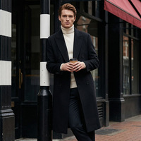 Manteau long en laine pour homme, style trench, chaud et élégant, coupe ajustée, double boutonnage, anti-plis, tendance