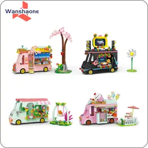 Blocs de construction magasin voiture camion de crème glacée bricolage véhicule enfants Mobile camion de nourriture modèle construction jouet briques ensemble jouets éducatifs