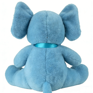Peluche d'éléphant bleu doux personnalisable avec ruban en satin - Grand animal en peluche moelleux pour la chambre d'enfant, cadeau de câlin pour l'heure du coucher des enfants - Product Image 4