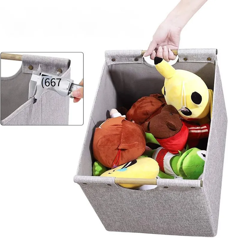 Collapsible Storage Bins Foldable Felt Fabric Storage Basket Organizer Boxes Containers with wooden Handles