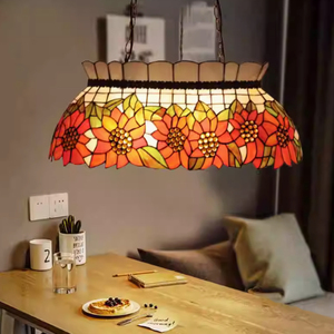 Lustre suspendu Billard Tournesol, Plafonnier brillant de style campagnard et pastoral, Éclairage décoratif pour villa - Product Image 2
