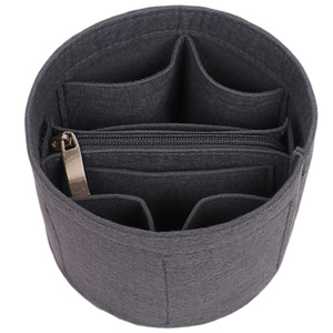 Hot Selling Round Shape Handbag Tote Bucket Bag Organizer Felt Purse Organizer <strong>Insert</strong> With Zipper - Product Image 3