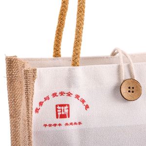 Wholesale Custom <b>Printed</b> Khaki <b>Large</b> Natural Eco-Friendly Hessian Shopper Bag Burlap Jute Eco-Tote Beach Bag Zipper Closure Logo - Product Image 4