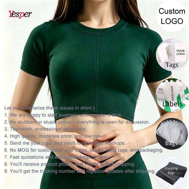 Highly Elastic and Moisture-Wicking Fitness Sports Bra Short-Sleeved Seamless Yoga Short-Sleeved Shirt