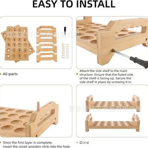 Solid Wood Egg Storage Rack 3 Tier Stackable Desktop Organizer For <b>Kitchen</b> Farmhouse Style - Product Image 5