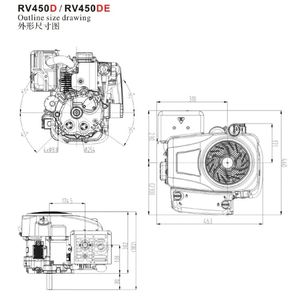 เครื่องยนต์เบนซิน RATO RV450D ระบายความร้อนด้วยอากาศ สูบเดียว สำหรับรถแทรกเตอร์ 14 แรงม้า เพลาตั้ง  สตาร์ทเท้า - Product Image 2