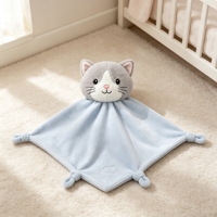 Peluche chaton en polyester et coton PP, personnalisable avec logo, marque OEM, vente en gros, cadeau promotionnel pour nouveau-né