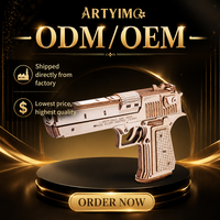 Puzzle Kayu 3D Desert Eagle Pistol Karet Mainan DIY Kit Model Edukatif untuk Anak-anak Hadiah Pengasah Otak