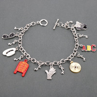 Pulsera con dijes de temática musical, cadena plateada, dijes de esmalte de nota musical y disco de vinilo, joyería de moda para mujer, regalo