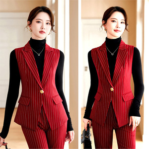 Women Striped Suit Set Midi Skirt Polyester Anti-Wrinkle <b>Work</b> Commute - Product Image 3