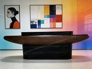 Bureau <span class=keywords><strong>d</strong></span>'<span class=keywords><strong>accueil</strong></span> irrégulier en fibre de verre, mobilier haut de gamme personnalisé, halls <span class=keywords><strong>d</strong></span>'hôtel de luxe, bureaux <span class=keywords><strong>d</strong></span>'<span class=keywords><strong>accueil</strong></span> modernes incurvés en pierre pour entreprises - Product Image 3