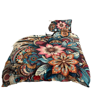 Hot Sale Modern 3D Datura Flower <b>Quilt</b> Cover Pillowcase Set 3 Pieces Mandala Printed 300tc Eco-Friendly All-Season Polyester - Product Image 1
