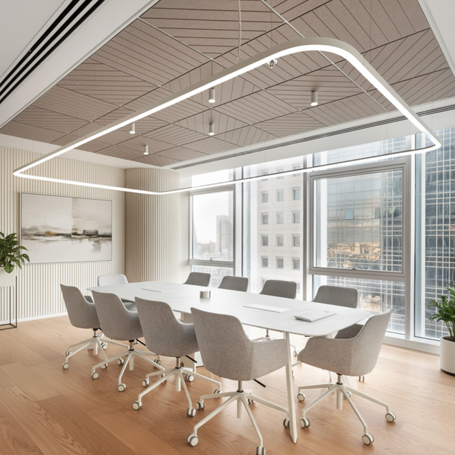 OEM ODM Custom LED Linear Light With Round Corners Curved Corner Design Led Square Pendant Light for Commercial
