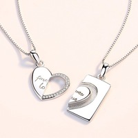 Collier avec pendentif en forme de deux cœurs entrelacés en argent 925 hypoallergénique |   Pendentif Romantique « Amour Éternel » avec Chaîne pour