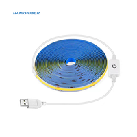 Lampu Strip USB 5V, lampu pita LED putih hangat dengan saklar 8mm lebar sempit untuk latar belakang TV