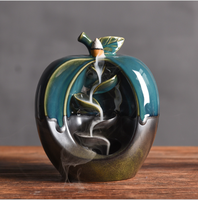 Encensoir en céramique créatif en forme de pomme pour bakhoor, brûleur d'encens à refoulement, support pour cônes, diffuseur écologique à effet cascade